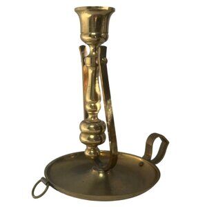 Swinging Solid Brass Chamberstick Candlestick marked Japan
